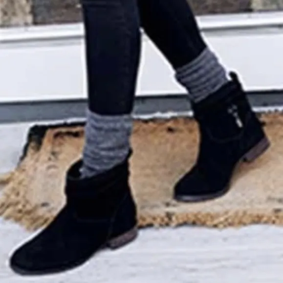 UGG Koolaburra Lorelei Suede Slouch Booties Side Zip Round Toe Black size 9.5