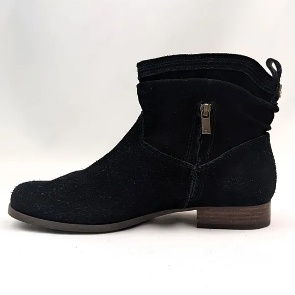 UGG Koolaburra Lorelei Suede Slouch Booties Side Zip Round Toe Black size 9.5