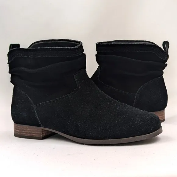 UGG Koolaburra Lorelei Suede Slouch Booties Side Zip Round Toe Black size 9.5