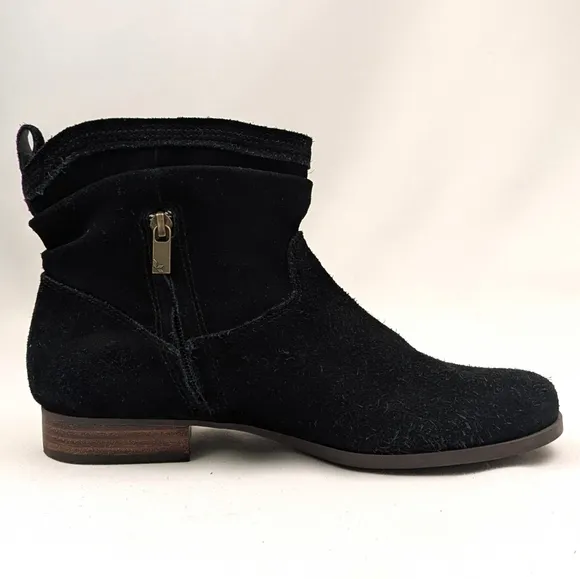 UGG Koolaburra Lorelei Suede Slouch Booties Side Zip Round Toe Black size 9.5