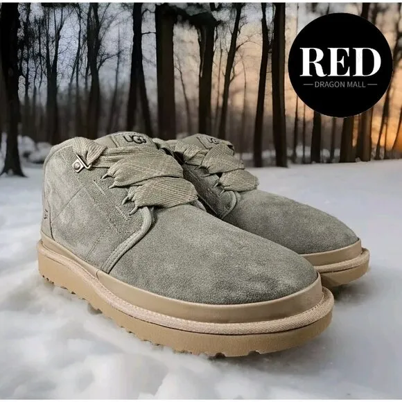 UGG Neumel Moss Green Suede Leather Wool Lining Boots - Men's Size 12