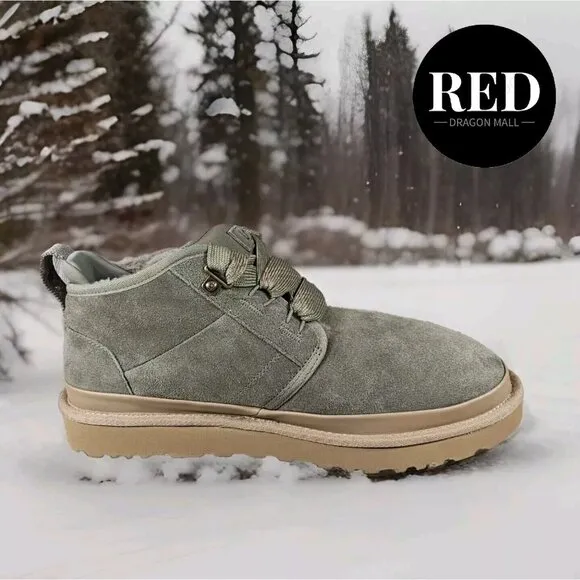 UGG Neumel Moss Green Suede Leather Wool Lining Boots - Men's Size 12