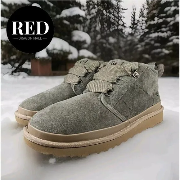 UGG Neumel Moss Green Suede Leather Wool Lining Boots - Men's Size 12