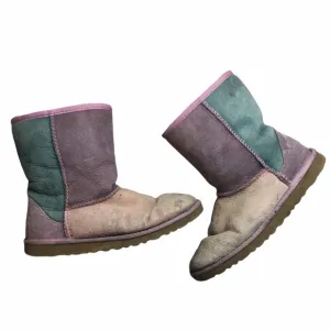 UGG Patchwork Classic Short Boots Purple/Pink/Teal
