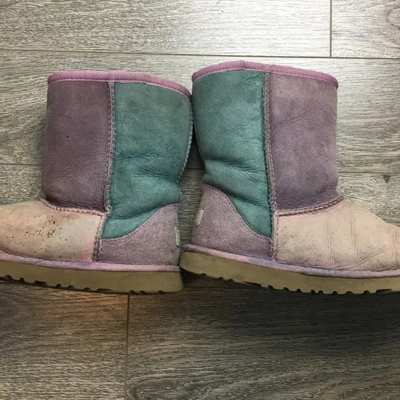 UGG Patchwork Classic Short Boots Purple/Pink/Teal