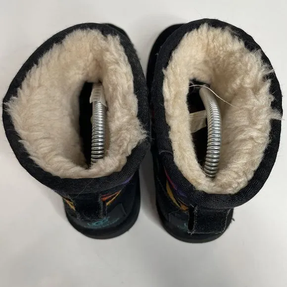 Ugg Pendleton Mini Black Suede Boots Aztec Tribal - Size 5 EUR 36 1007503