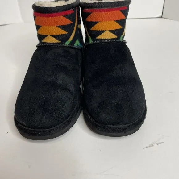 Ugg Pendleton Mini Black Suede Boots Aztec Tribal - Size 5 EUR 36 1007503