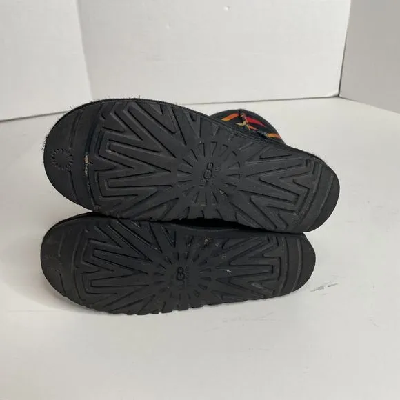 Ugg Pendleton Mini Black Suede Boots Aztec Tribal - Size 5 EUR 36 1007503