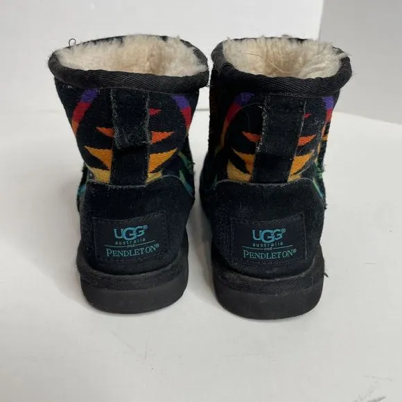 Ugg Pendleton Mini Black Suede Boots Aztec Tribal - Size 5 EUR 36 1007503