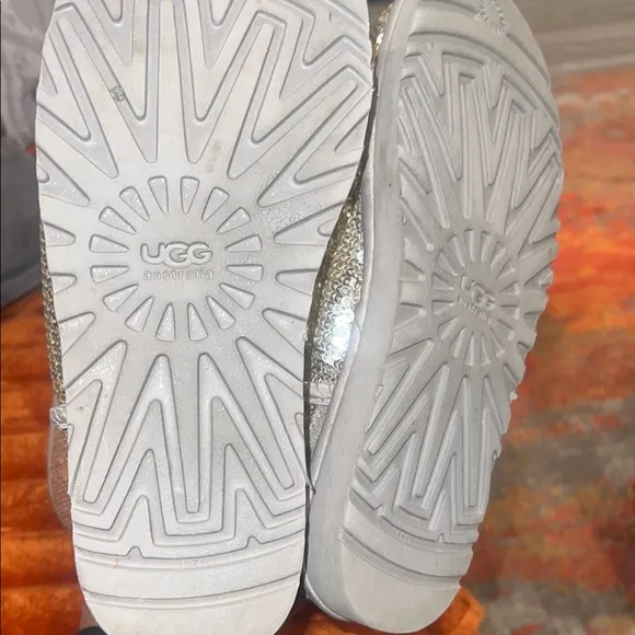 UGG Silver Sequin Boots with Fur Lining