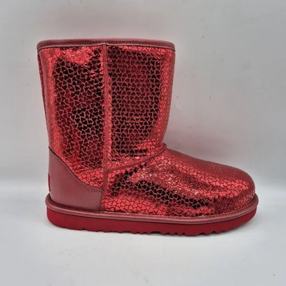 Ugg Toddler Girls Kids' Classic II Gel Hearts Boot Metallic Red Size US 8
