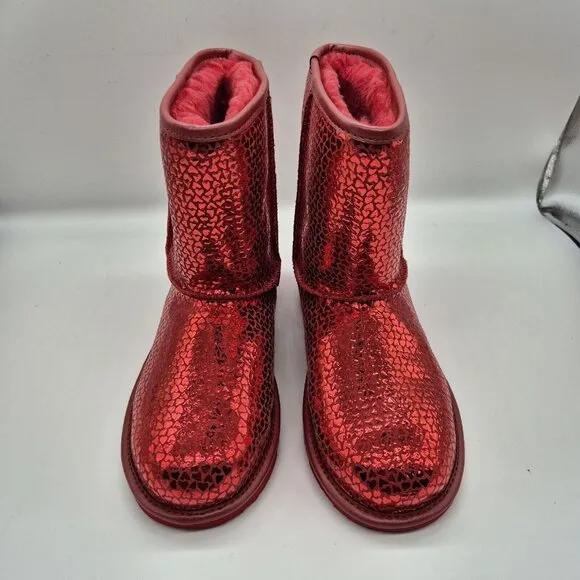 Ugg Toddler Girls Kids' Classic II Gel Hearts Boot Metallic Red Size US 8