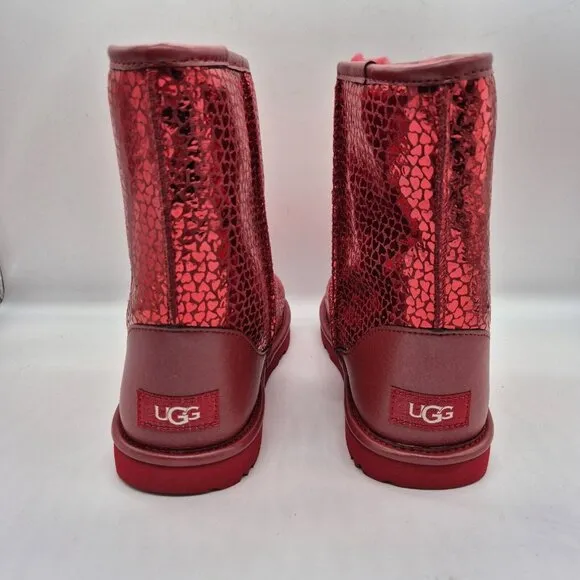 Ugg Toddler Girls Kids' Classic II Gel Hearts Boot Metallic Red Size US 8
