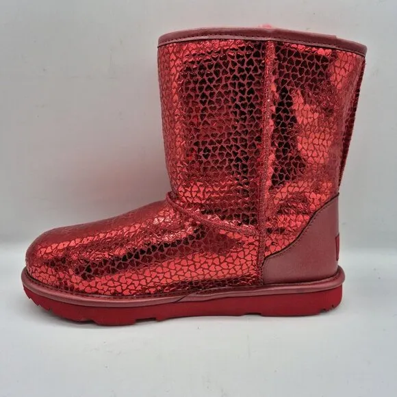Ugg Toddler Girls Kids' Classic II Gel Hearts Boot Metallic Red Size US 8