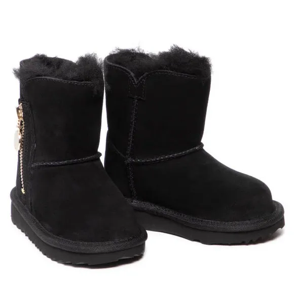 UGG Toddlers Bailey Zip Short Boots Black Size 6C