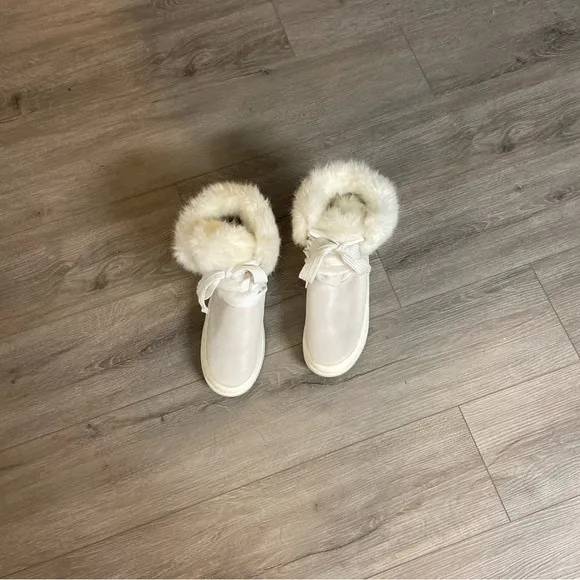 UGG White Winter Boots with Plush Trim