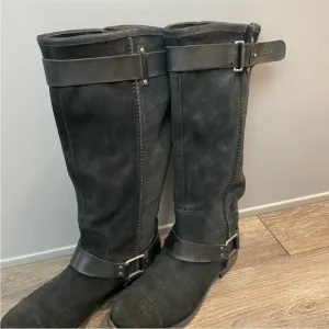 UGG women’s black suede long cowboy boots size 10