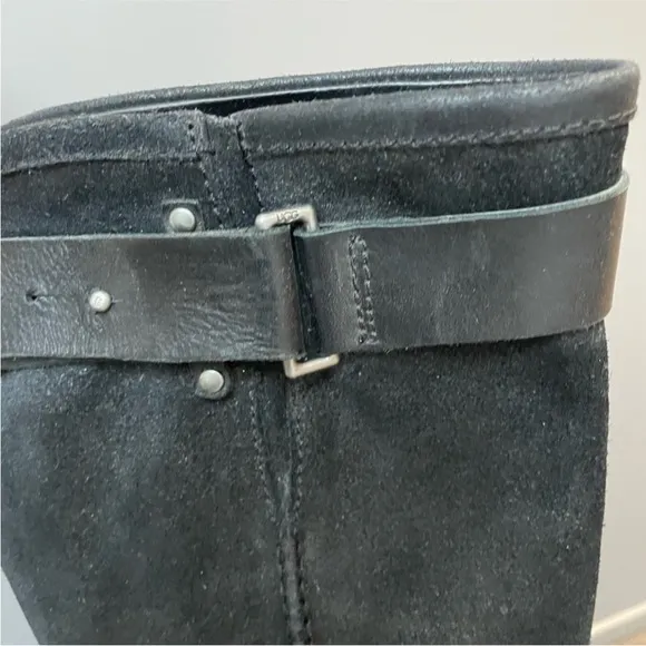 UGG women’s black suede long cowboy boots size 10