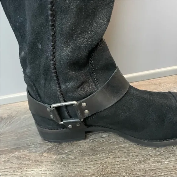 UGG women’s black suede long cowboy boots size 10