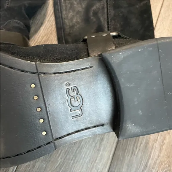 UGG women’s black suede long cowboy boots size 10