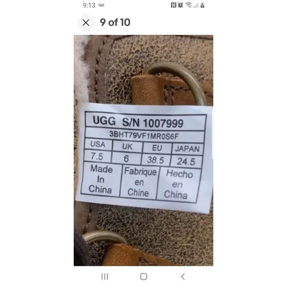 Ugg‎ Women's Brown Cecile Leather Waterproof Shearling Boots Size 7.5