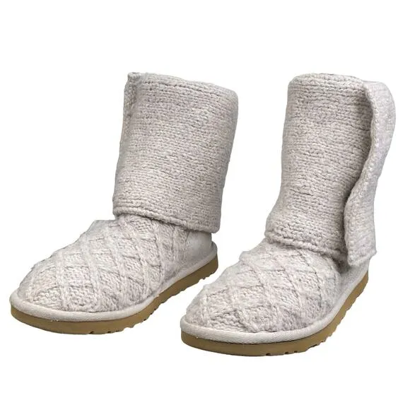 UGG Women's Cardy Gray Knitted Pull On Winter Boots Size US 5
