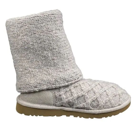 UGG Women's Cardy Gray Knitted Pull On Winter Boots Size US 5