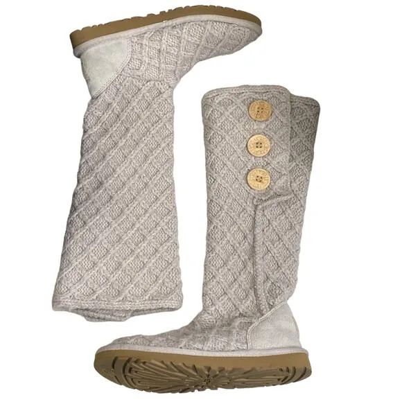 UGG Women's Cardy Gray Knitted Pull On Winter Boots Size US 5