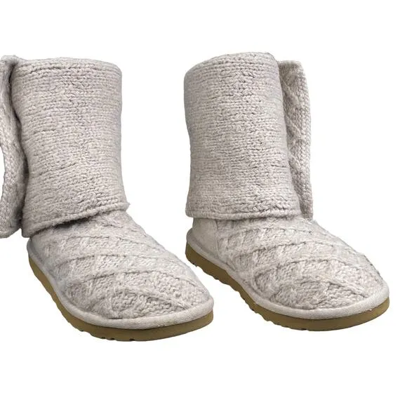 UGG Women's Cardy Gray Knitted Pull On Winter Boots Size US 5