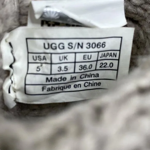 UGG Women's Cardy Gray Knitted Pull On Winter Boots Size US 5