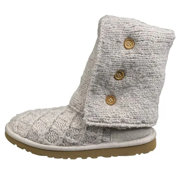 UGG Women's Cardy Gray Knitted Pull On Winter Boots Size US 5