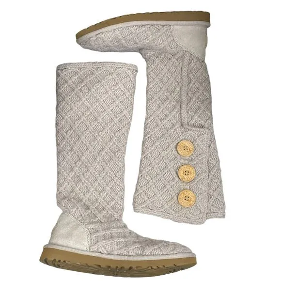 UGG Women's Cardy Gray Knitted Pull On Winter Boots Size US 5