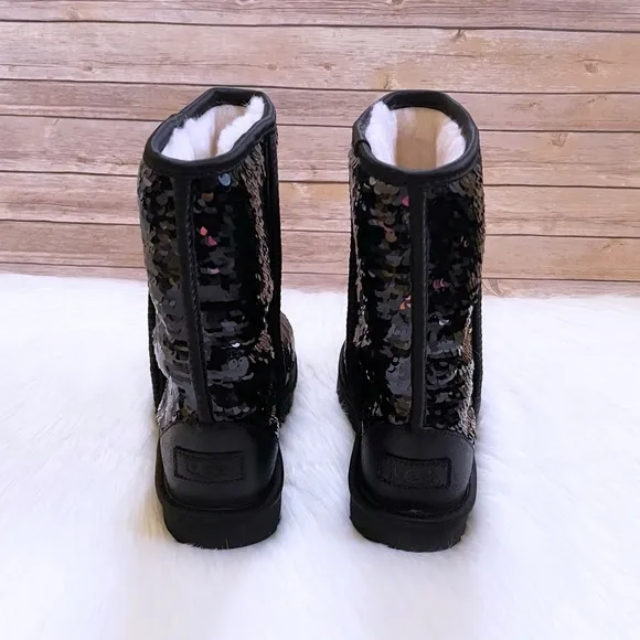 UGG Women’s Classic Short Sequin Black Boots