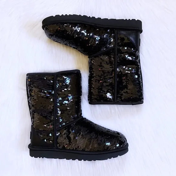 UGG Women’s Classic Short Sequin Black Boots