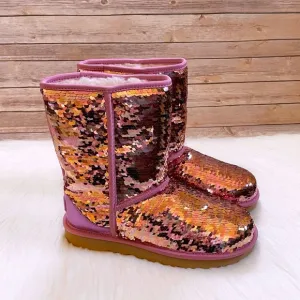 UGG Women’s Classic Short Sequin Pink Boots
