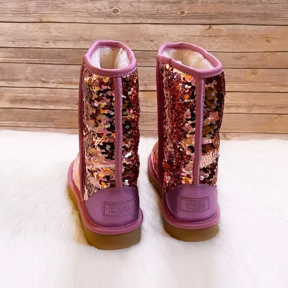 UGG Women’s Classic Short Sequin Pink Boots