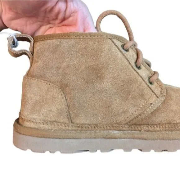 UGG Women's Neumel Chestnut Suede Chukka Boots Size 6 Lace-Up Shearling Lined