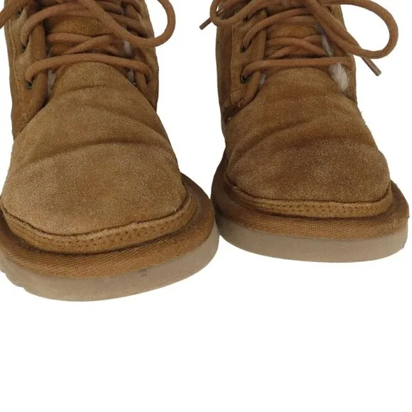 UGG Women's Neumel Chestnut Suede Chukka Boots Size 6 Lace-Up Shearling Lined
