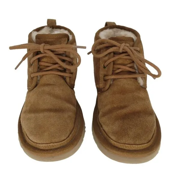 UGG Women's Neumel Chestnut Suede Chukka Boots Size 6 Lace-Up Shearling Lined