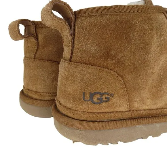 UGG Women's Neumel Chestnut Suede Chukka Boots Size 6 Lace-Up Shearling Lined