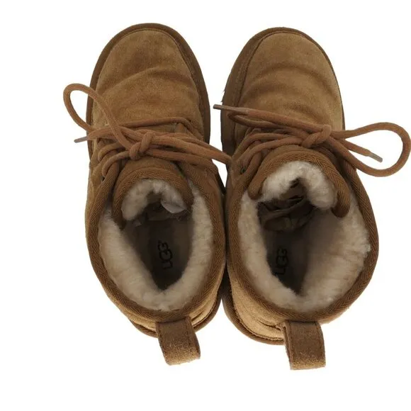 UGG Women's Neumel Chestnut Suede Chukka Boots Size 6 Lace-Up Shearling Lined