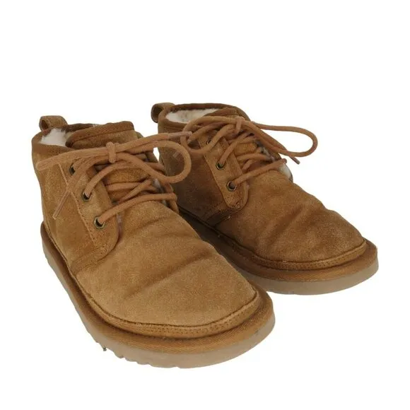 UGG Women's Neumel Chestnut Suede Chukka Boots Size 6 Lace-Up Shearling Lined