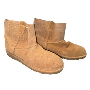 UGG Womens Tan Classic Unlined Mini Perforated Tawny Short Suede Boots sz 10
