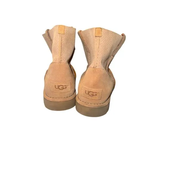 UGG Womens Tan Classic Unlined Mini Perforated Tawny Short Suede Boots sz 10