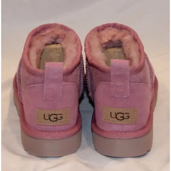 UGG WOMEN'S ULTRA MINI SUEDE SHEARLING LINED BOOTS DYR PINK ‎ NEW