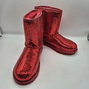 Ugg Youth Size 4 Classic II Gel Red Hearts Short Mid Boots Plush