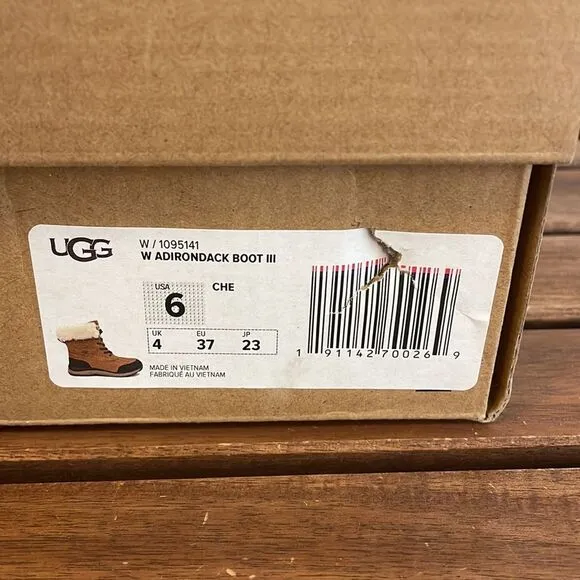UGG Adirondack III Boots Chestnut USA Women Size 6/UK 4/EU 37