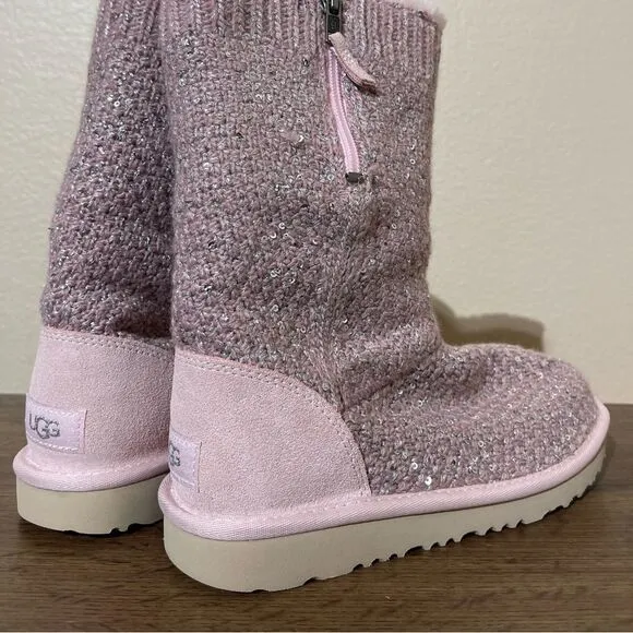 UGG Pink Sequin Knit Boots