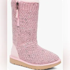 UGG Pink Sequin Knit Boots