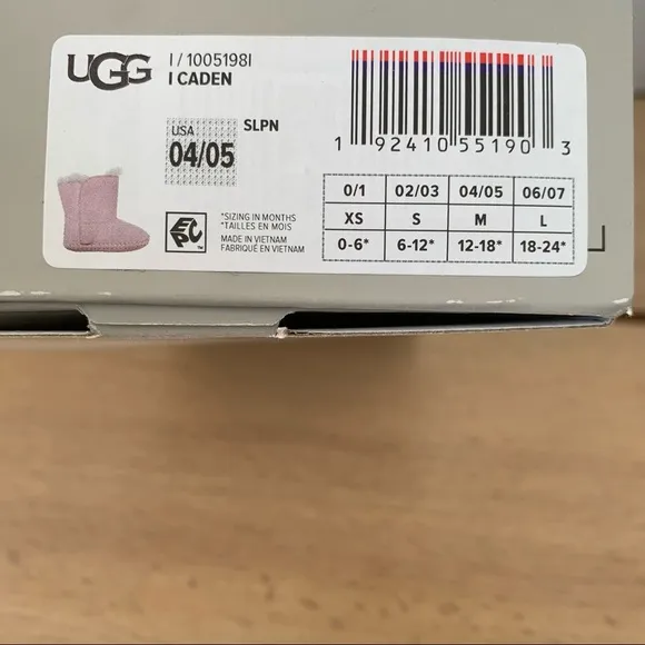 Uggs pink infant Caden boots see size chart